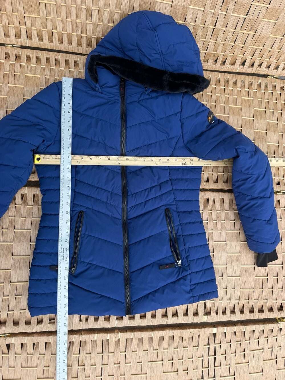 HFX Outdoors Blue Quilted Puffer Jacket with Faux Fur Hood